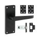 Latch Door Handle Pack - Victorian Straight - Matt Black - Pair
